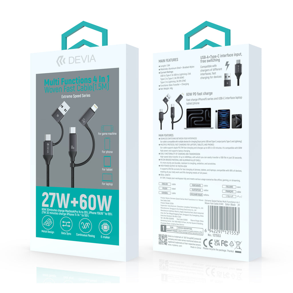 Cable Devia Multifuncional 4 en 1 PD